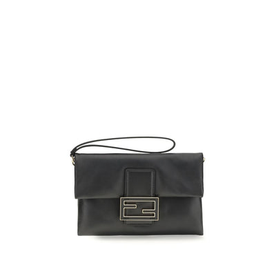 Pochette Fendi noire en agneau Ovis Aries