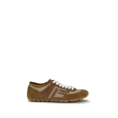Balmain Beige Calf Leather Athletic Sneakers