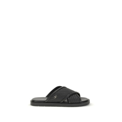 Sandali Ferragamo neri in pelle di vitello Bos Taurus