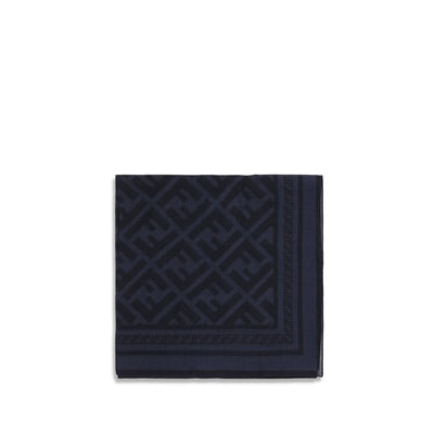 Fendi Blue Wool Scarf