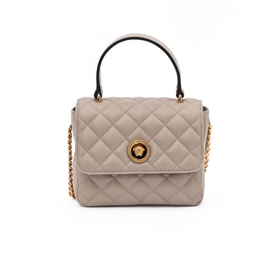 Versace Taupe Quilted Leather Handbag