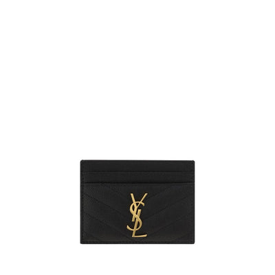 Saint Laurent Black Calf Leather Wallet - Matelassé Cardholder
