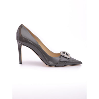 Jimmy Choo Storm Grey Patent Leather Chery 85 Pumps