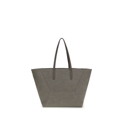 Brunello Cucinelli Brown Cotton Shoulder Bag