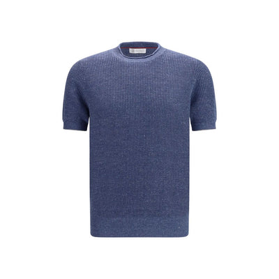 T-Shirt Brunello Cucinelli in Lino Blu