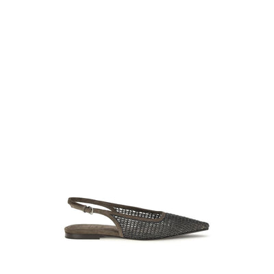 Brunello Cucinelli Brown Calf Leather Ballet Flats