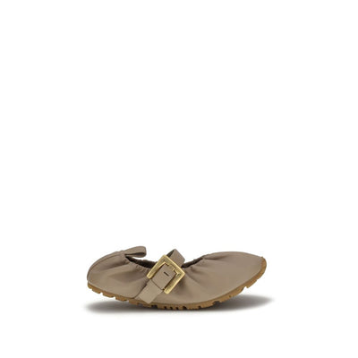 Balmain Beige Lamb Ballet Flats