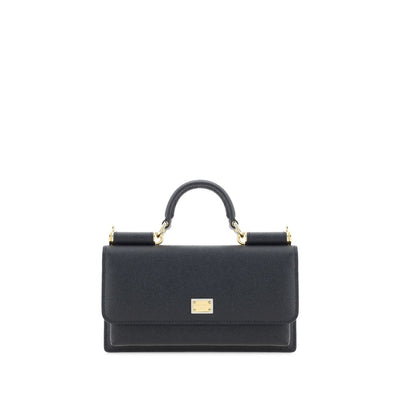Dolce & Gabbana Black Calf Leather Shoulder Bag - Micro Sicily