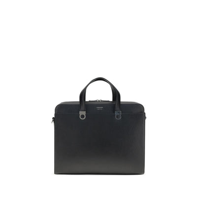 Ferragamo Black Calf Leather Briefcase