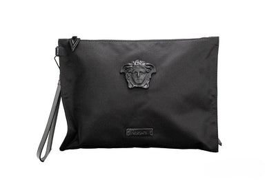 Versace Black Medusa Nylon Clutch Bag