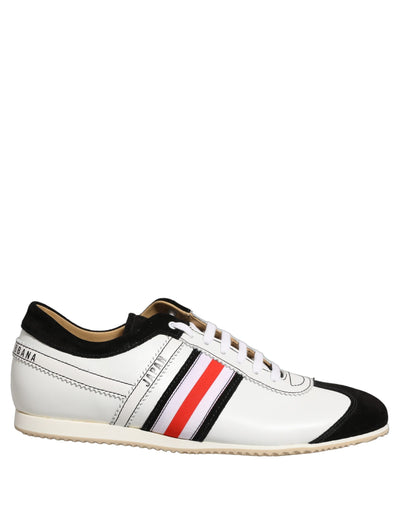 Dolce & Gabbana Black White Suede Low Top Sneakers