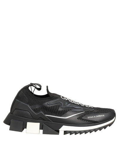 Dolce & Gabbana Black White Sorrento Slip-On Logo Sneakers