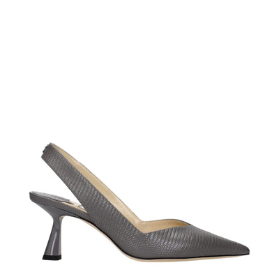 Jimmy Choo Gray Leather High Heel Sandals
