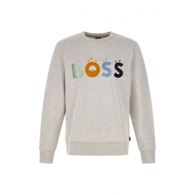 Felpa Hugo Boss in cotone grigio con dettagli logo