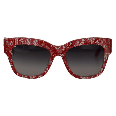 Lunettes de soleil rectangulaires Dolce & Gabbana en acétate et dentelle rouge DG4231F