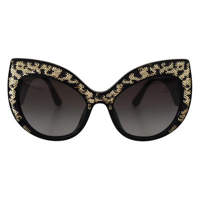 Lunettes de soleil polarisées Dolce & Gabbana DG4326 papillon à paillettes noires et dorées