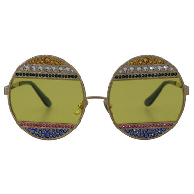 Lunettes de soleil Dolce & Gabbana DG2209B en métal ovale doré avec cristaux