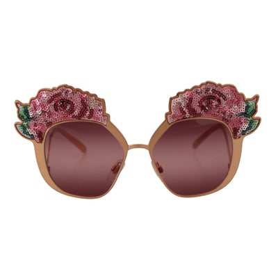 Lunettes de soleil Dolce & Gabbana brodées de sequins roses or DG2202