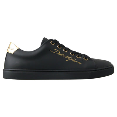 Dolce & Gabbana Baskets classiques en cuir noir et or