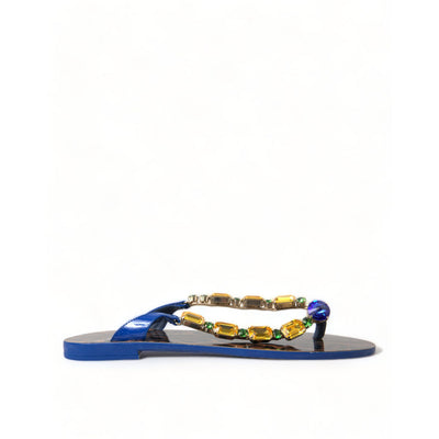 Sandales plates Dolce & Gabbana Blue Crystals Chaussures de plage