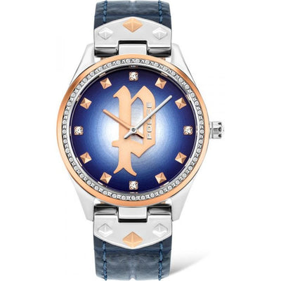 Montre habillée en cuir bleu Police