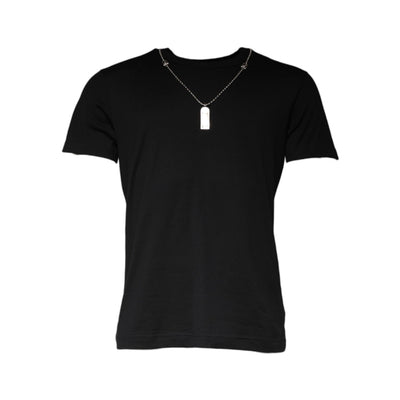 T-shirt Dolce & Gabbana nera in cotone con collana decorativa