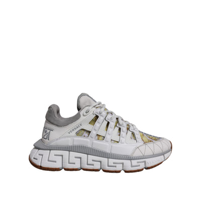Versace White Trigreca Barocco Print Low Top Sneakers