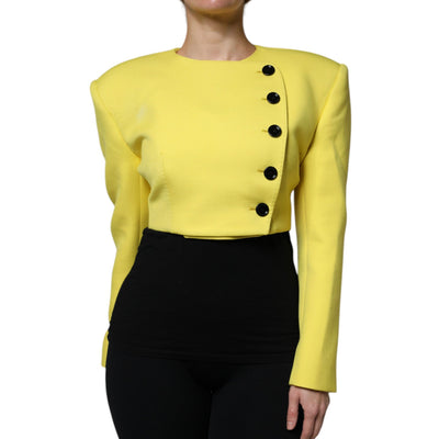 Veste courte en laine jaune citron Dolce & Gabbana à manches longues