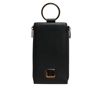 Dolce & Gabbana Black Leather Logo Neck Strap Wallet