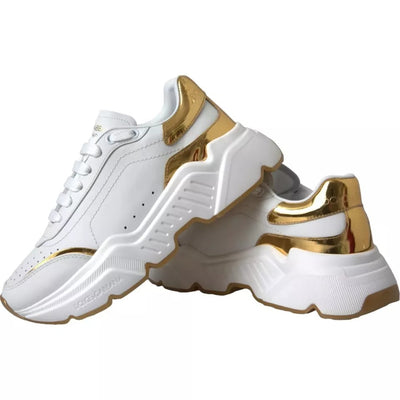 Dolce & Gabbana Sneakers DAYMASTER in Pelle Oro Bianco Uomo
