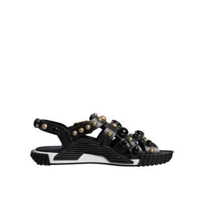 Dolce & Gabbana Sandali Ciabatte in Pelle Nera con Borchie