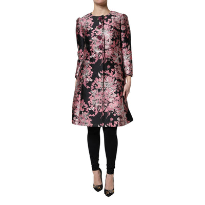 Manteau Trench Dolce & Gabbana Rose Noir Brocart Floral