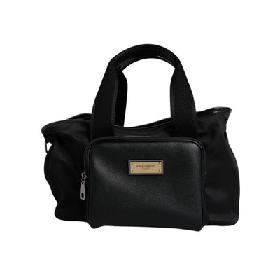 Dolce & Gabbana Borsa Nera con Tracolla e Targhetta Logata per Trasporto Animali Domestici