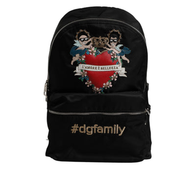 Zaino Dolce & Gabbana in nylon nero con ricami #DGFAMILY VULCANO