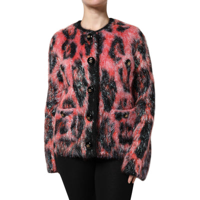 Gilet boutonné en mohair et laine rouge Dolce & Gabbana