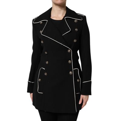 Veste de blazer croisée en laine noire Dolce & Gabbana