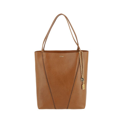 Chloé Brown Calf Leather Shoulder Bag - Spin 27x31x14