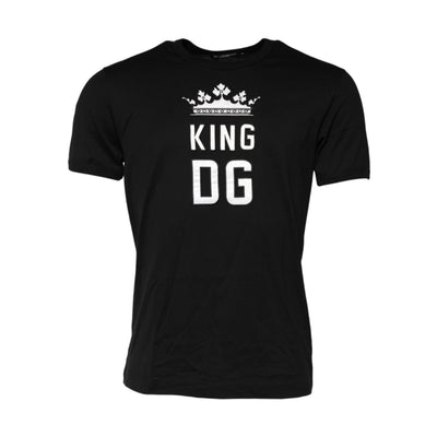 T-shirt girocollo in cotone nera con corona DG King Dolce & Gabbana