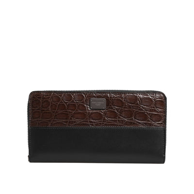 Portafoglio Continental da uomo Dolce & Gabbana in pelle esotica marrone nera