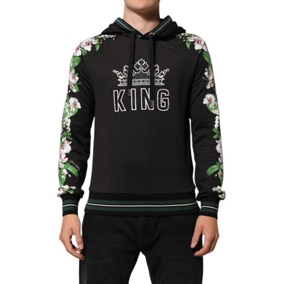 Felpa con cappuccio Dolce & Gabbana KING Black Orchid Floral Crown Logo