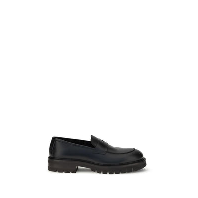Ferragamo Black Calf Leather Slip-On Loafers