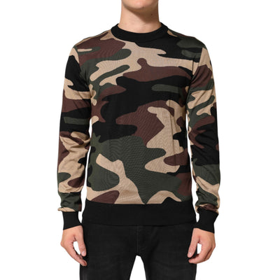 Dolce & Gabbana Maglione da uomo girocollo mimetico multicolore