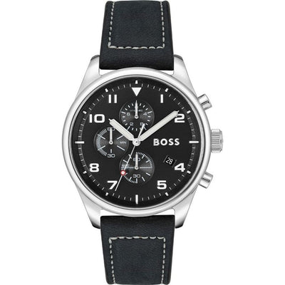 Orologio Hugo Boss in pelle nera