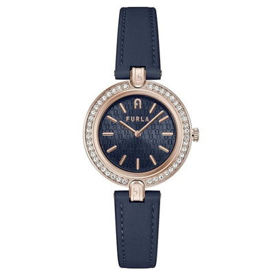 Montre habillée en cuir bleu Furla