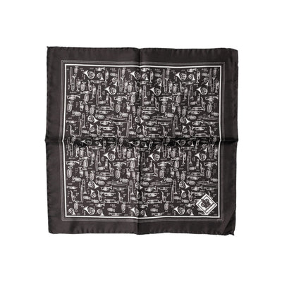 Dolce & Gabbana Brown Jazz Club Square Handkerchief Men 32cm x 31cm Scarf