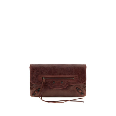 Balenciaga Bordeaux Lambskin Clutch Bag