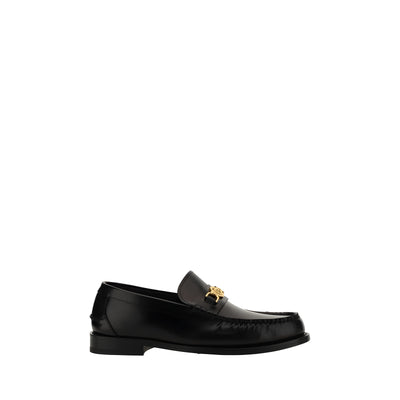 Mocassins à enfiler en cuir de veau noir Bos Taurus Versace