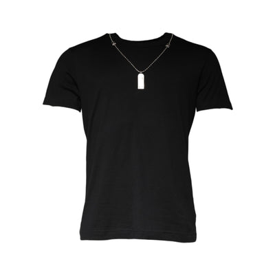 T-shirt en coton noir orné d'un collier Dolce & Gabbana