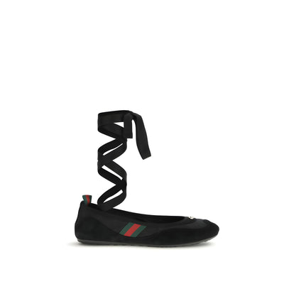Gucci Black Fabric Ballet Flats