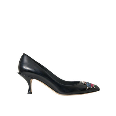 Dolce & Gabbana Black Leather BOOM Patch Pumps